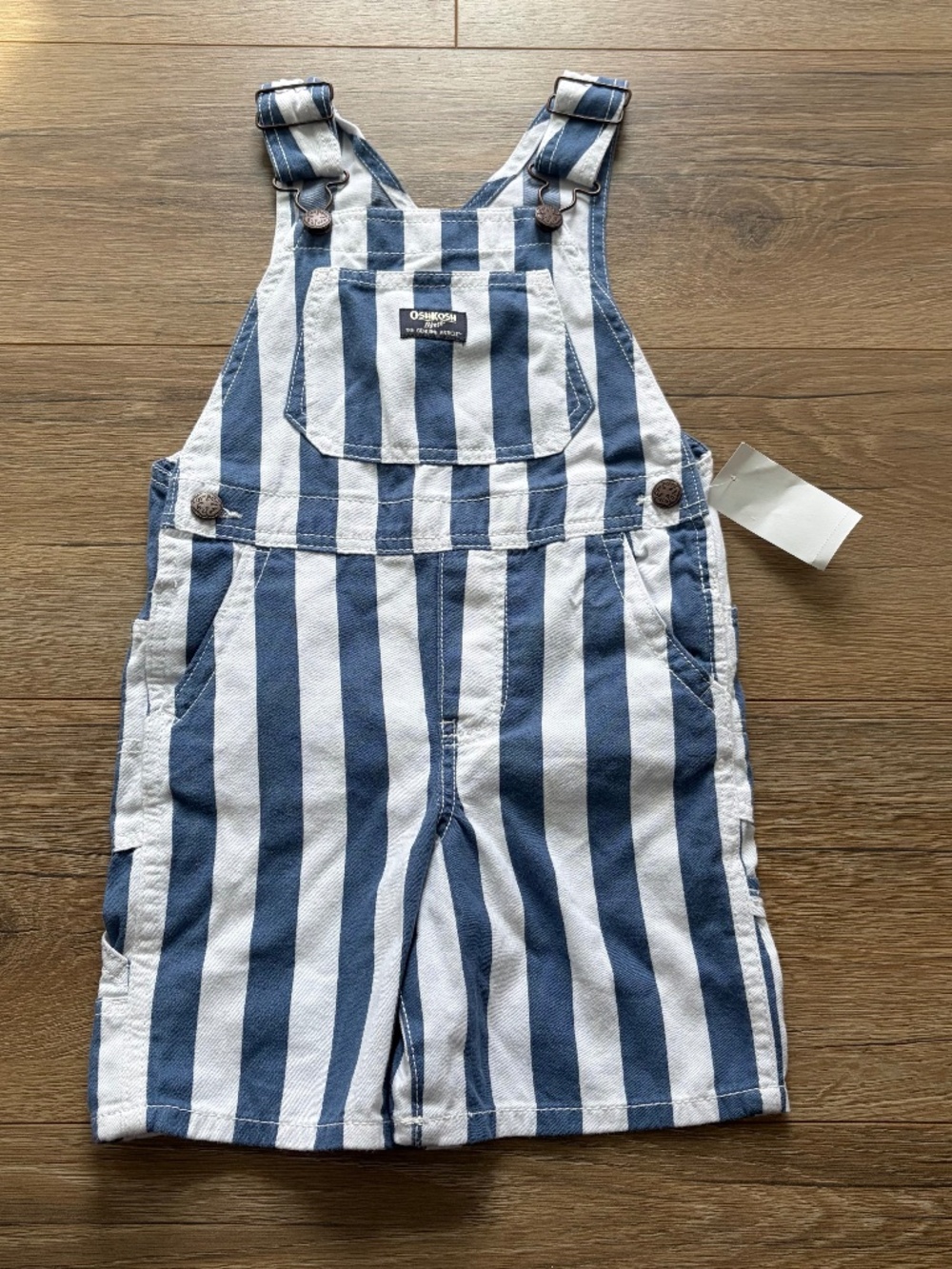OshKosh Blue and White Stripped Overalls size 4T NWT